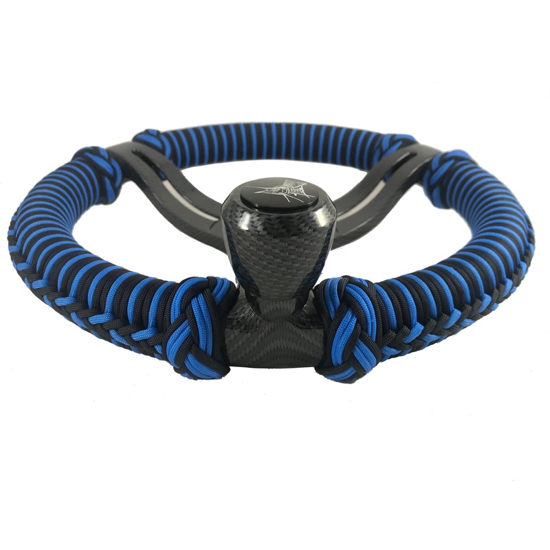 Gemlux Belloca Carbon Fiber Dipped, Blue/Black Paracord Wrapped Wheel