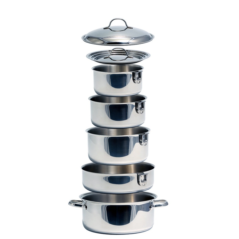 Camco Nestable 10-Piece Stainless Steel Ceramic Cookware Set [43921]