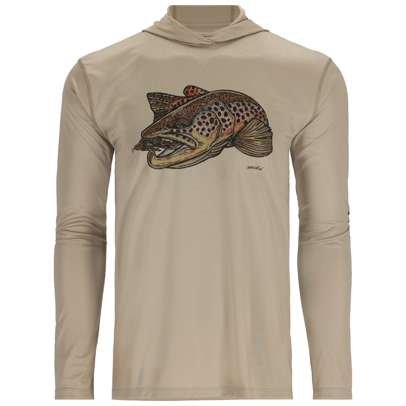 Simms Tech Hoody Artist Series Stone / Brown Trout Sale