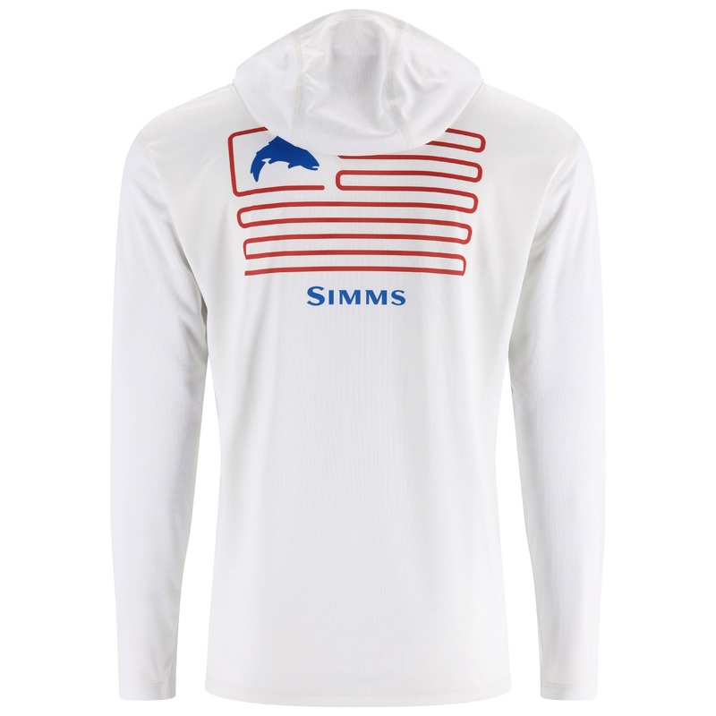 Simms Tech Hoody Artist Series White / Trout Flag Sale