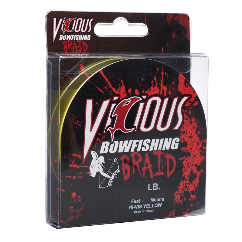 Vicious Fishing Hi-Vis Yellow Bowfishing Braid - 75 Feet