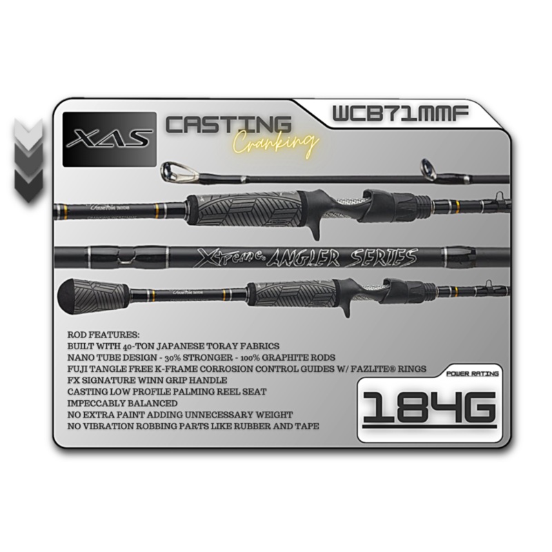 FX Custom Rods XAS 7'1" Medium Mod-Fast **Cranking** Casting Rods
