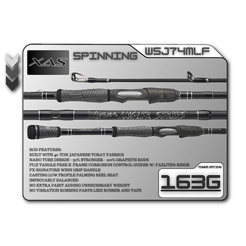Fx Custom Rods WSJ74MLF 7'4" Medium LIght Fast Spinning Rod