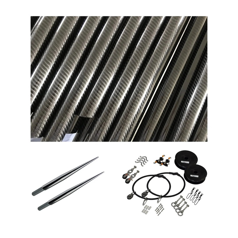 Reelax Grander Series 3K Carbon Fibre Outrigger Poles with Stainless Steel Spears & Rigging
