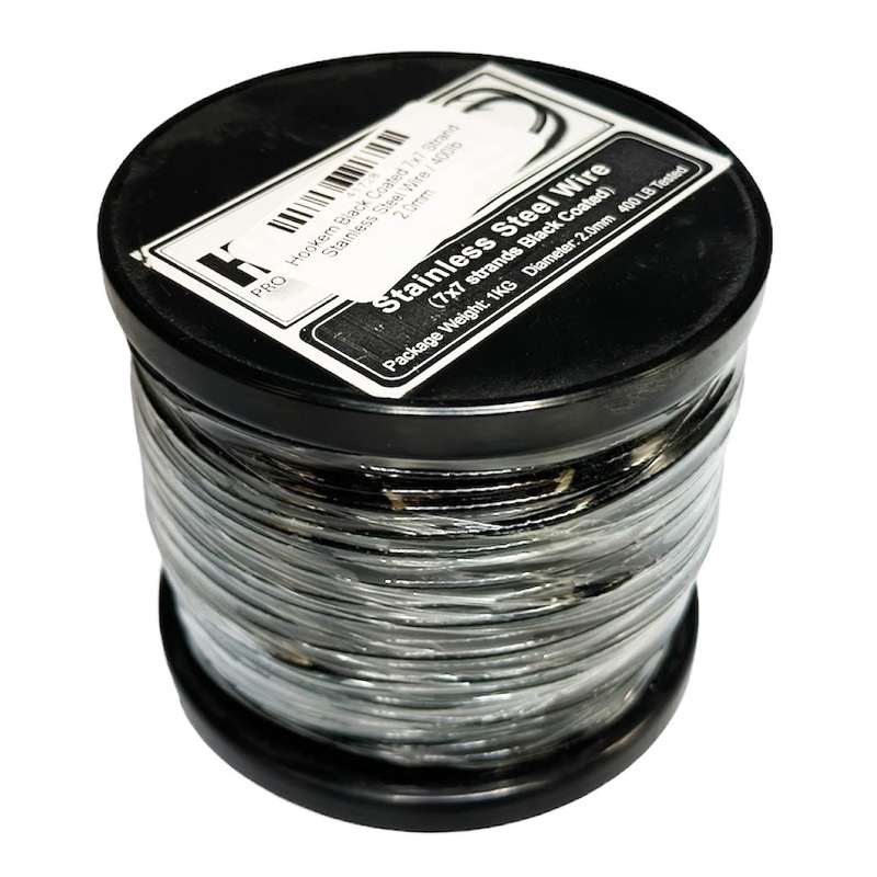 Hookem Black Coated 7x7 Strand Stainless Steel Wire