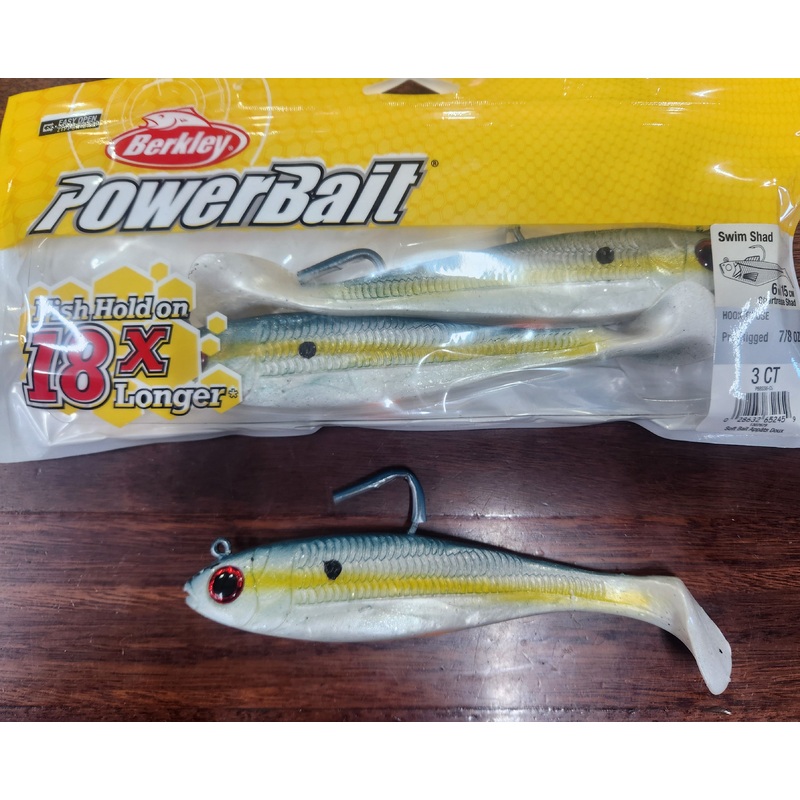Berkley PowerBait 6 Pre Rigged Swim Shad Chartreuse Shad
