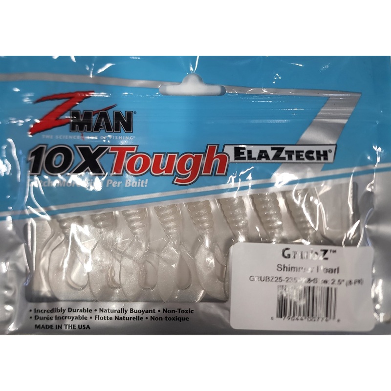 Zman Grubz Soft Plastic Lure - 2.5" Shimmer Pearl