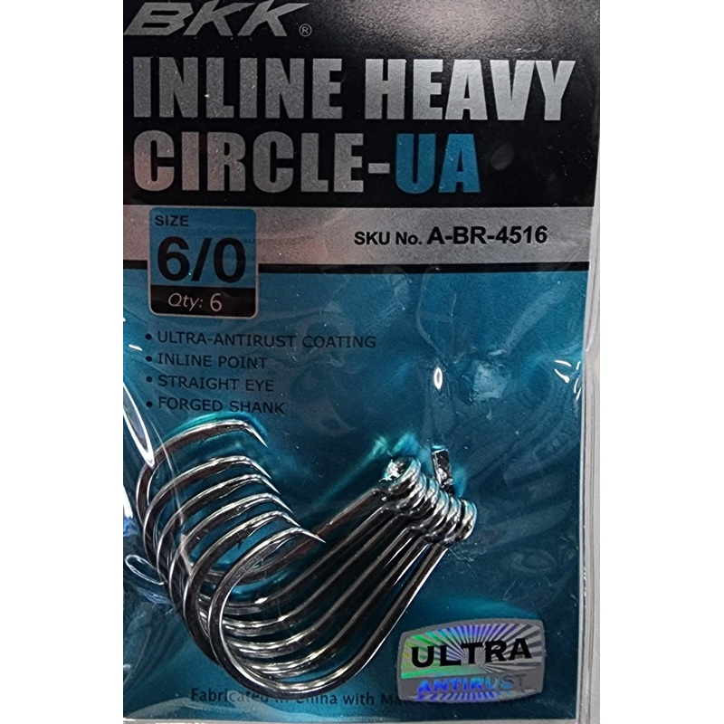BKK Inline Heavy Circle-UA Hooks 6/0 Qty 6