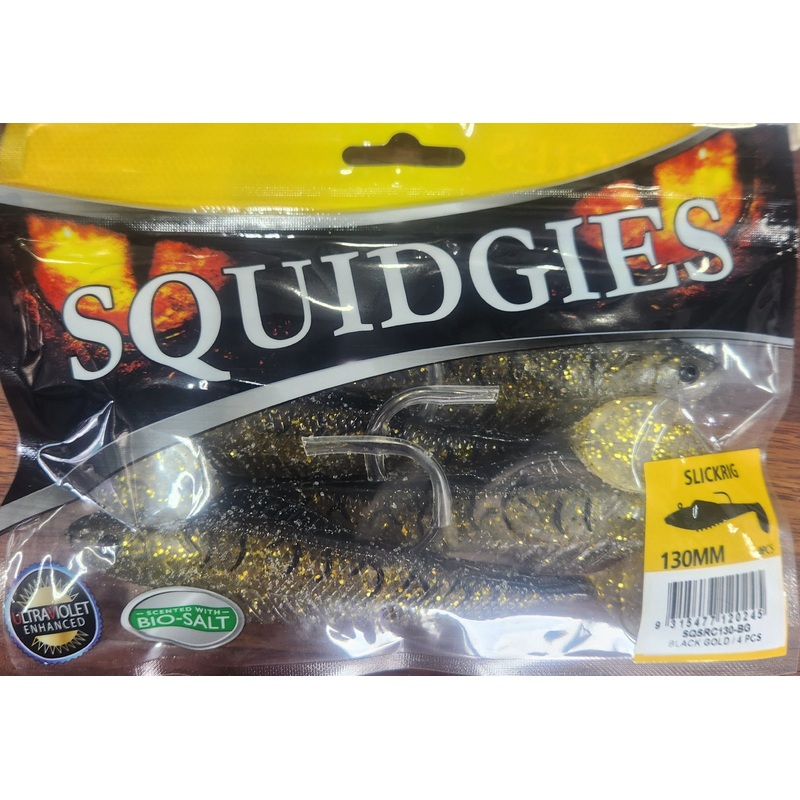 Squidgy Slickrig Light 130mm Soft Plastic Black Gold