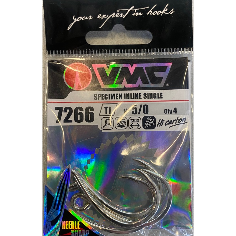VMC 7266 Single Lure Hook 5/0, 4pcs