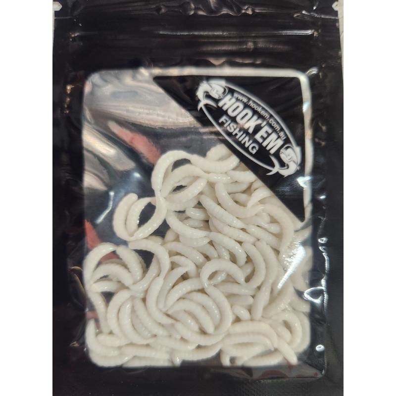 Hookem Soft Plastic Maggot Gent Fishing Bait UV GLOW