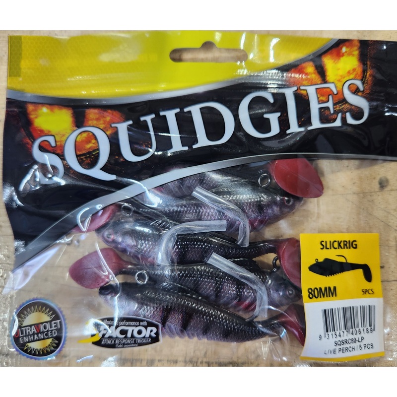 Squidgy Slickrig Light 80mm Soft Plastic - LIVE PERCH SQSRC80-LP