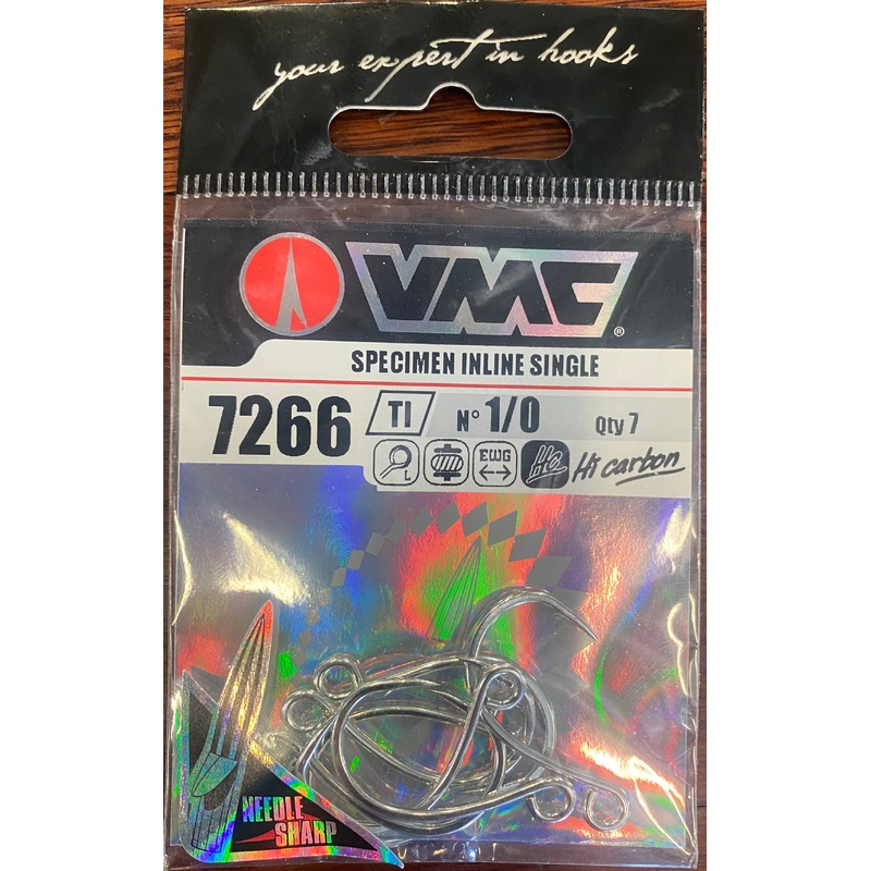 VMC 7266 Single Lure Hook 1/0, 7pcs