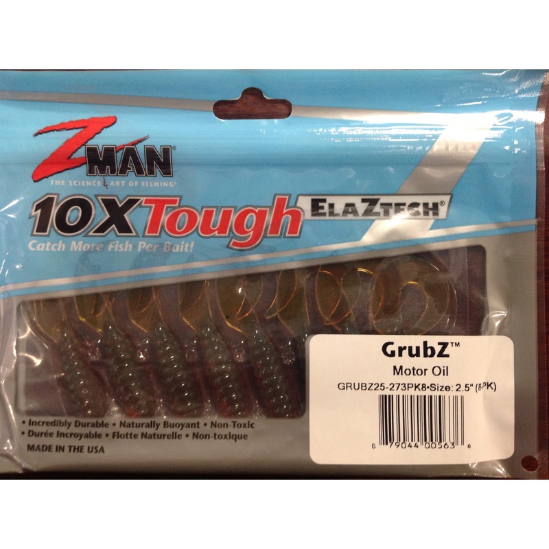 Zman Grubz Soft Plastic Lure - 2.5" Motor Oil