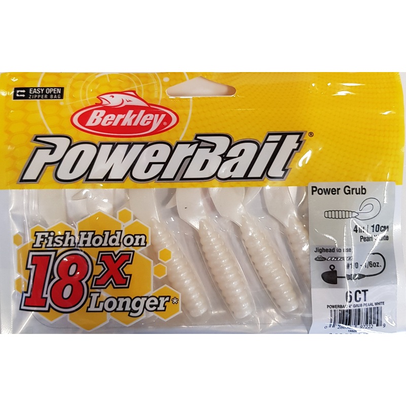Berkley Powerbait Power Grub Soft Plastic 4" Pearl White 1552977