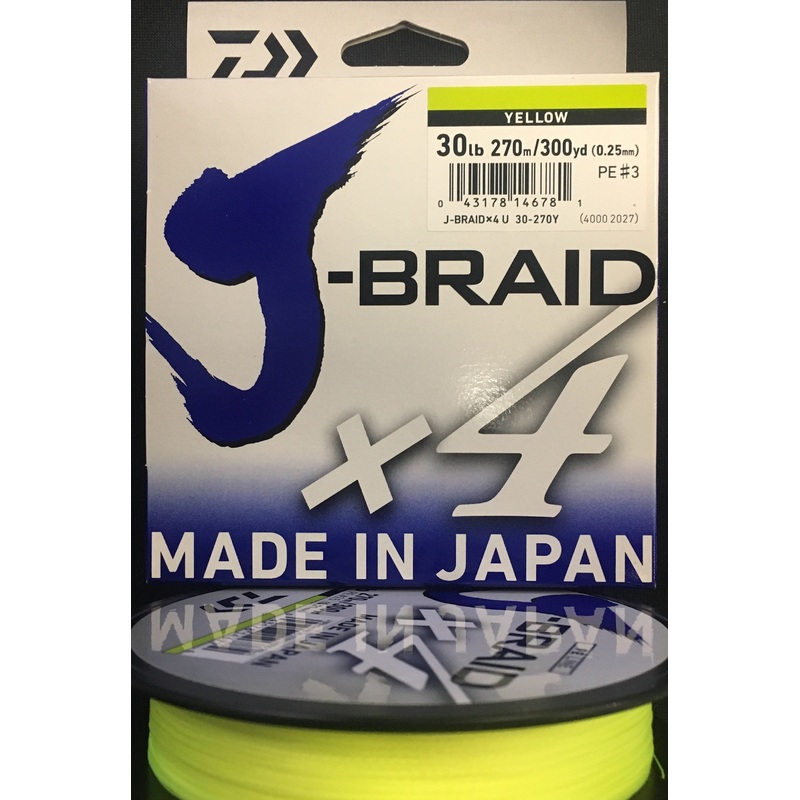 Daiwa J Braid X4 Braided Fishing Line 30lb 270m Yellow