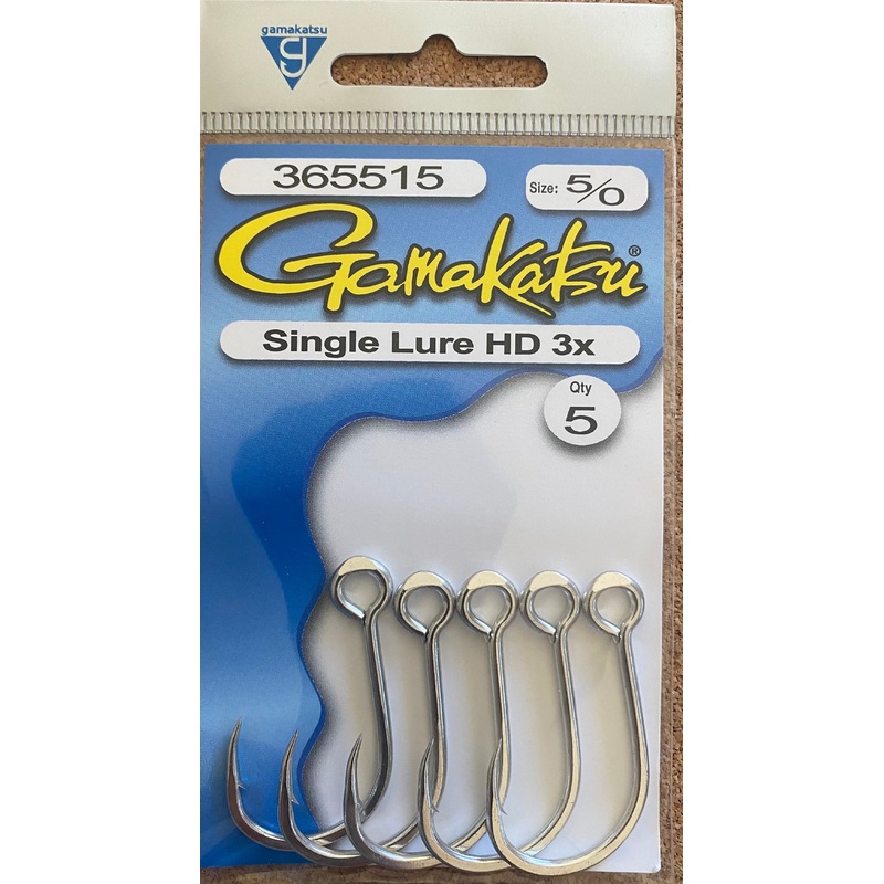 Gamakatsu Single Lure Hook HD 3X - Size 5/0, 5 pc