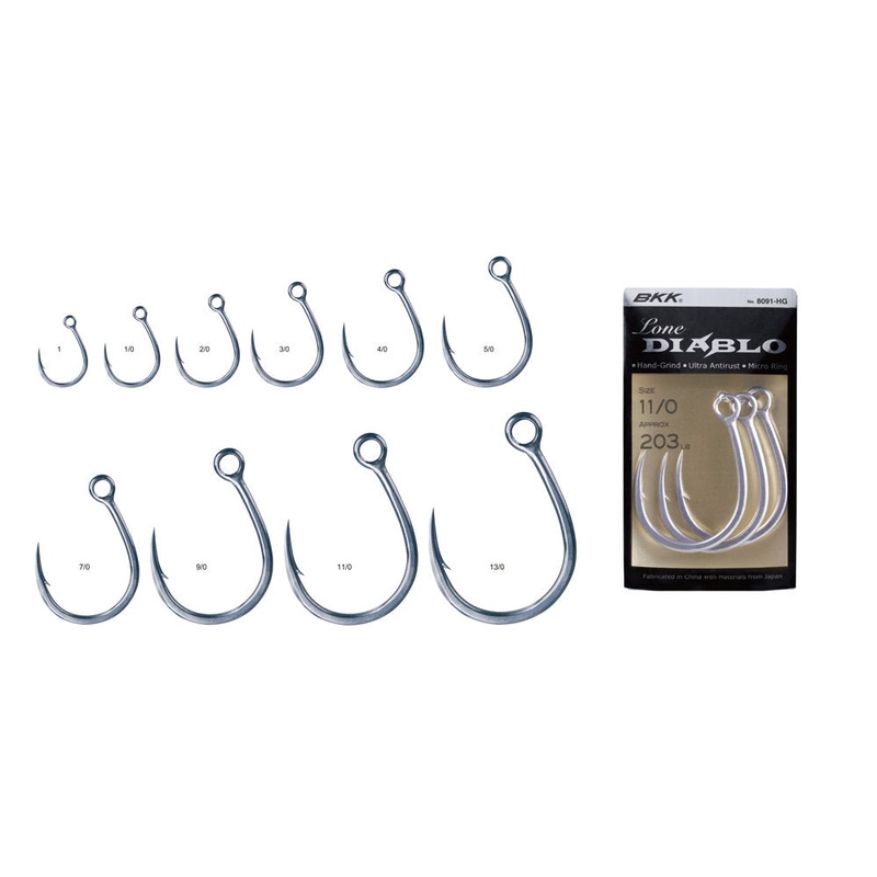 BKK Lone Diablo 8091-HG Single Lure & Jigging Hook- Size 1, 8 pieces