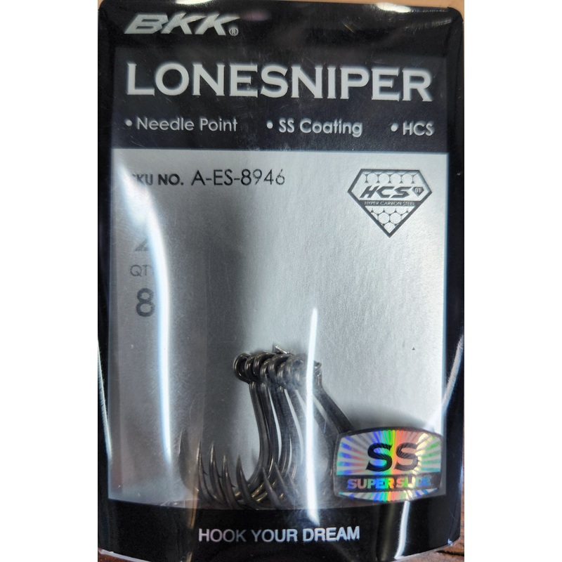 BKK Lone Sniper Needle Point Single Lure Hook Size 2, 8 pieces