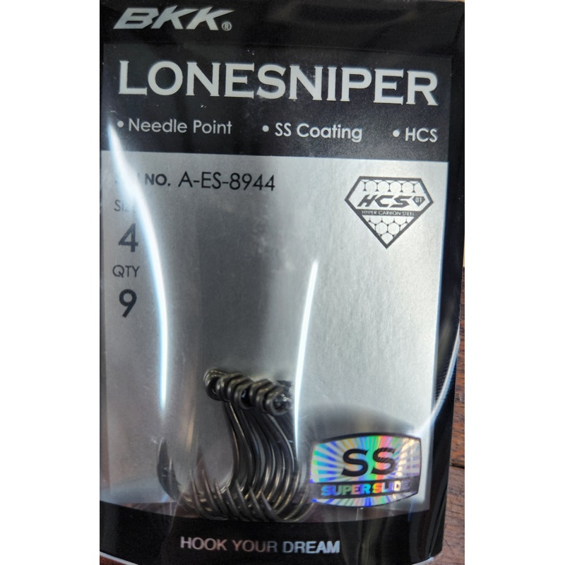 BKK Lone Sniper Needle Point Single Lure Hook Size 4, 9 pieces