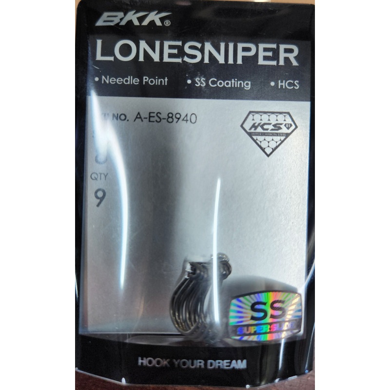 BKK Lone Sniper Needle Point Single Lure Hook Size 8, 9 pieces