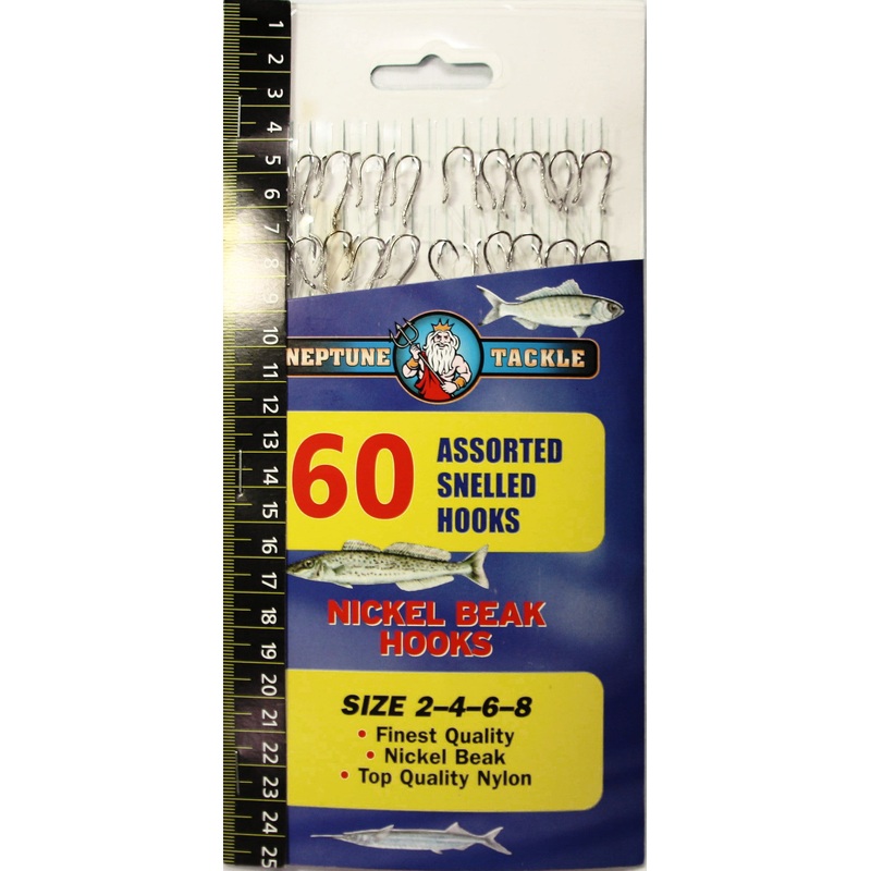 Neptune Tackle Assorted Snelled Nickel Beak Hooks 60pk BHA
