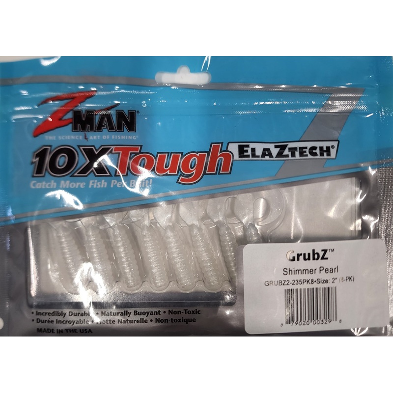 Zman Grubz Soft Plastic Lure - 2" Shimmer Pearl