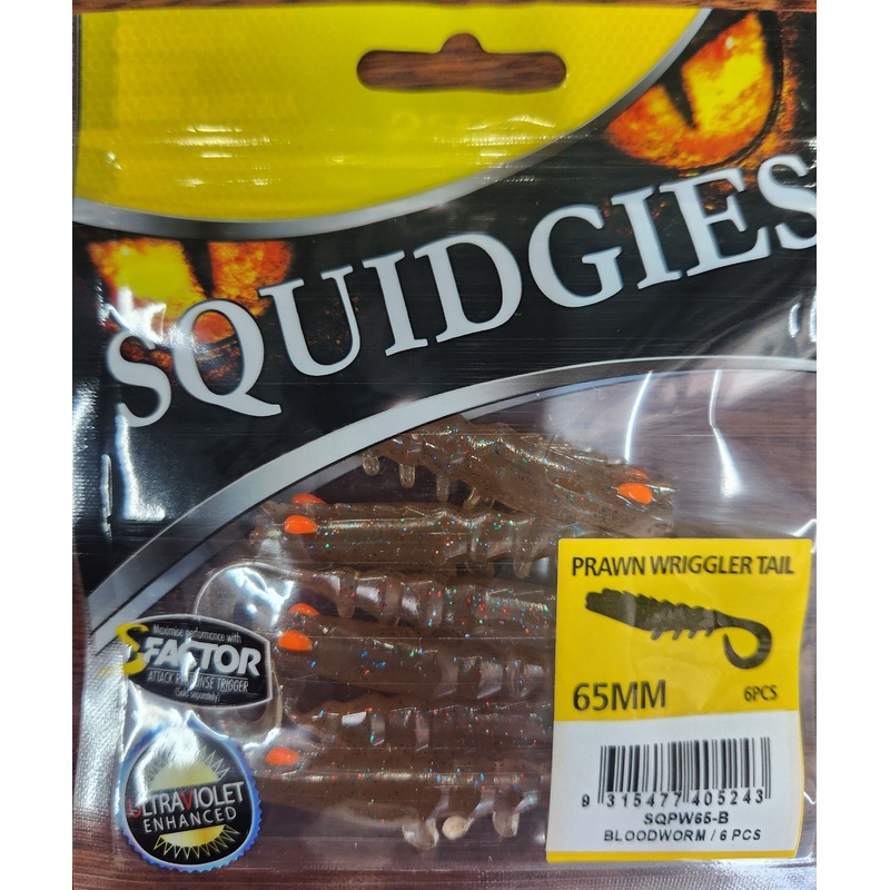 Squidgy Prawn Wriggler Soft Plastic 65mm Bloodworm