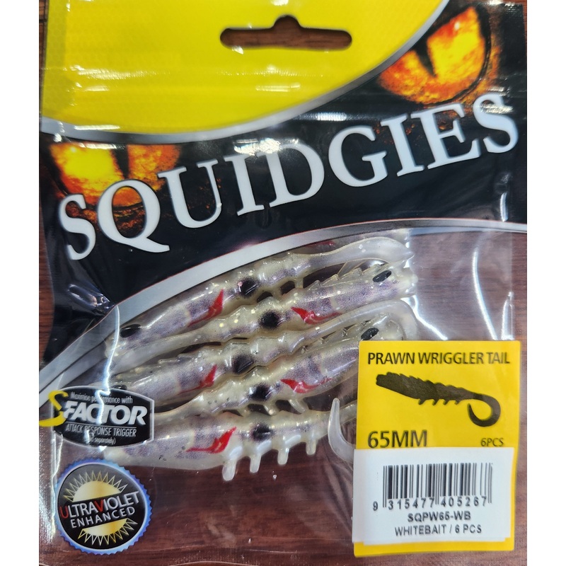 Squidgy Prawn Wriggler Soft Plastic 65mm Whitebait
