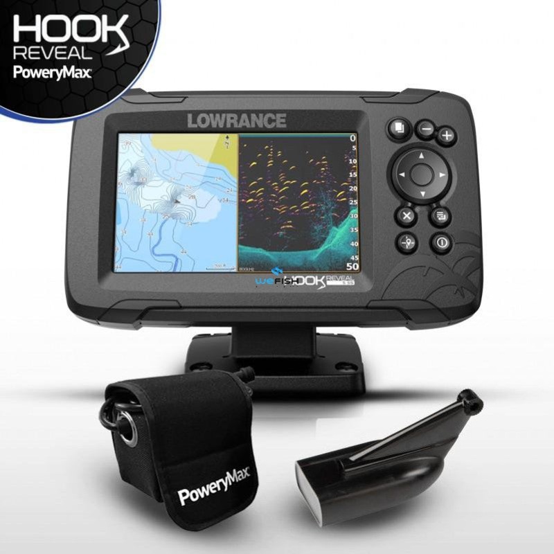 HOOK Reveal 5 with 83/200 HDI transducer & basemap + PoweryMax Ready