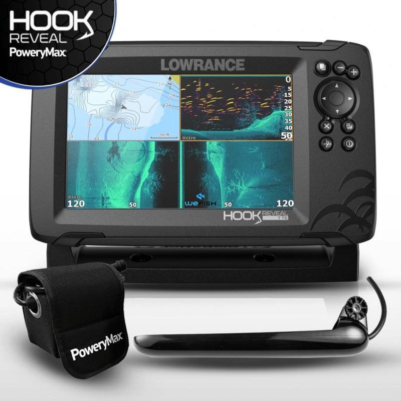 HOOK Reveal 7 TripleShot with CHIRP, SideScan, DownScan & basemap + PoweryMax Ready