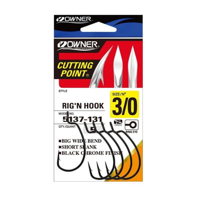 Anzuelo Simple Texas Owner Rign Hook 5137 // 4, 2, 1, 1/0, 2/0, 3/0, 4/0, 5/0