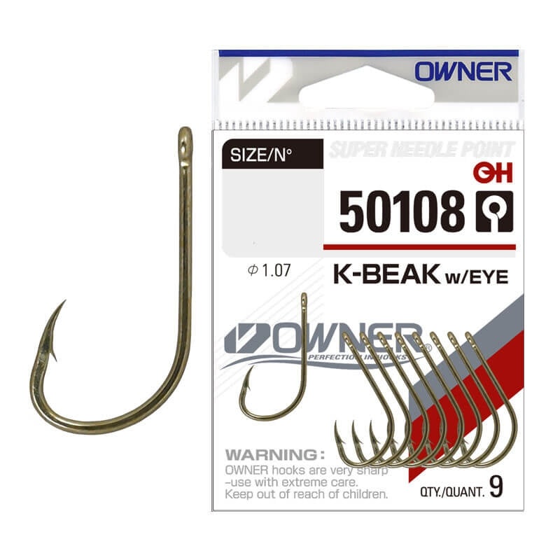 Anzuelo Simple Owner K-Beak 50108 Gold // 8, 6, 4, 2, 1, 1/0, 2/0