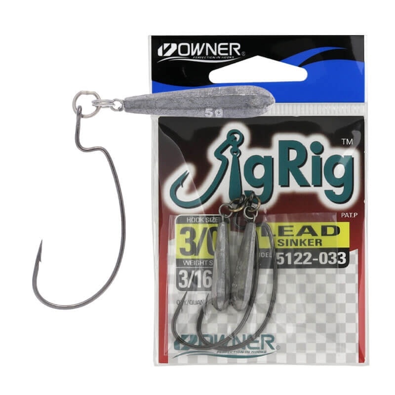 Anzuelo Simple Texas Owner JigRig w/Lead Sinke 5122 // 1, 1/0, 3/0, 5/0 / 5.3g, 7g