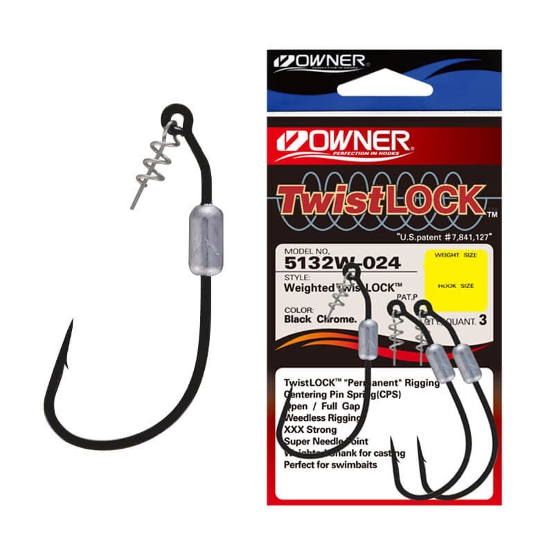 Anzuelo Simple Texas Plomado Owner Weighted Twisllock 5132W // 3/0, 4/0, 5/0 / 2.2g, 3.5g